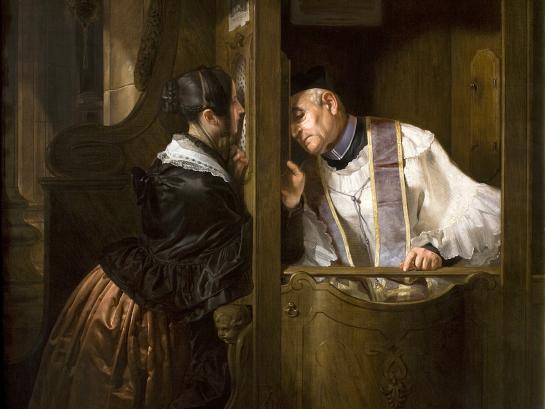 Biechtgelegenheid - De biecht van Molteni Giuseppe © wikimedia commons